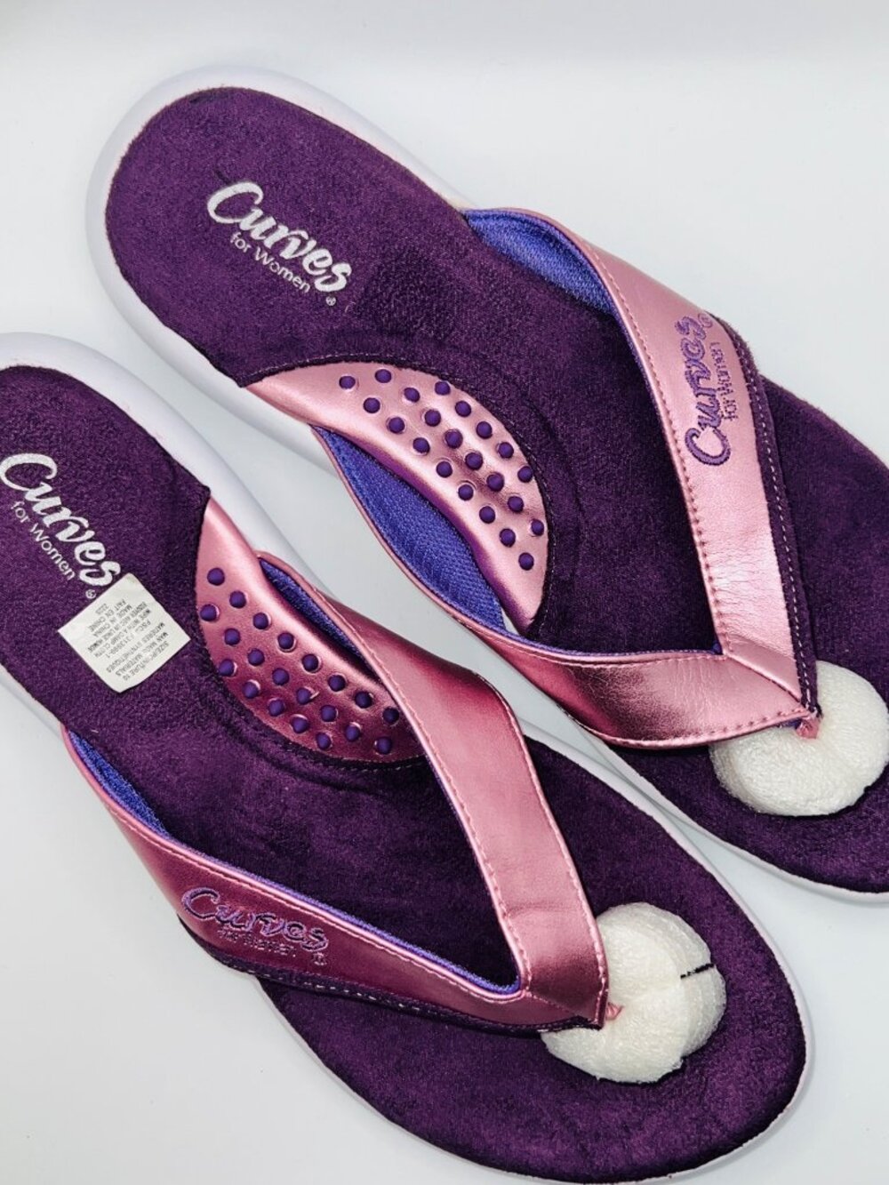 Curves For Women Purple and Pink Flip Flop Sandals Size 10 Slip-On Comfort Sole - Picture 2 of 6